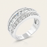 Avera Three-Row Cubic Zirconia Band in Polished Silver — 5 / Silver — view 2
