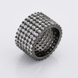 Avera Wide Pave Cubic Zirconia Ring in Black Finish — 5 / Black — view 1
