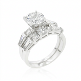 Avera Engagement Set with Large Center Stone in Sterling Silver — 5 / Silver — view 2