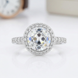 Avera Halo Style Faceted Engagement Ring in Sterling Silver — 5 / Silver — view 1