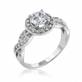 Avera Round Cut Halo Engagement Ring in Sterling Silver — 5 / Silver — view 1