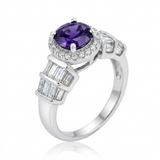 Avera Tape Baguette Cubic Zirconia Engagement Ring in Silver — 5 / Silver — view 1