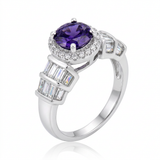 Avera Tape Baguette Cubic Zirconia Engagement Ring in Silver — 5 / Silver — view 2