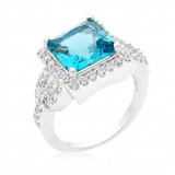 Avera Halo Style Princess Cut Cocktail Ring in Turquoise/Aqua — 5 / Turquoise/Aqua — view 1