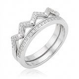 Avera Zig Zag Wedding Set With Silver Tone Finish — 5 / Silver — view 1