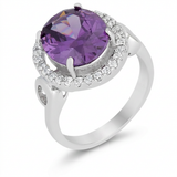 Avera Amethyst Halo Cocktail Ring in Sterling Silver — 5 / Purple — view 2