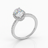 Avera Oval-Cut Floating Halo Cubic Zirconia Engagement Ring — 5 / Silver — view 3