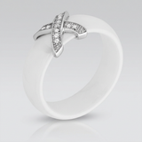 Avera Modern Classic X Ring in Polished White Gold Finish — 5 / White — view 1