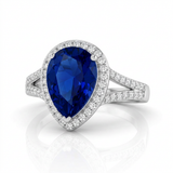 Avera Halo Solitaire Pear Engagement Ring In Silver Tone — 5 / Silver — view 1