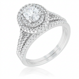 Avera Elegant Oval Wedding Ring Set in Sterling Silver — 5 / Silver — view 1