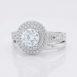 Avera Pave Round Wedding Ring Set In Sterling Silver — 5 / Silver — view 1