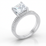 Princess Solitaire Wedding Set Ring — 5 / Silver — view 1