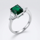 Avera Classic Emerald Sterling Silver Engagement Ring — 5 / Dark Green — view 1