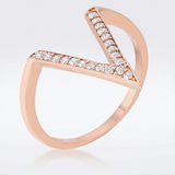 Avera Michelle 0.2ct Cubic Zirconia Delicate V-Shape Ring — 5 / Pink — view 1