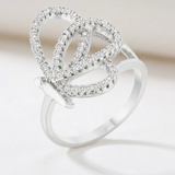 Bea 0.4ct CZ Pave Butterfly Ring — 5 / Silver — view 1