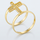Avera Francis 0.08ct CZ Contemporary Cross Ring in Gold — 5 / Gold — view 1
