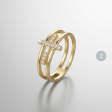 Avera Francis 0.08ct CZ Contemporary Cross Ring in Gold — 5 / Gold — view 2