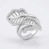 Avera Lina 0.4ct Cubic Zirconia Leaf Wrap Ring in Silver — 5 / Silver — view 1