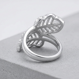 Avera Lina 0.4ct Cubic Zirconia Leaf Wrap Ring in Silver — 5 / Silver — view 2