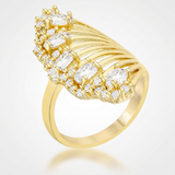 Avera Natalie 2.15ct Cubic Zirconia 14k Gold Contemporary Cocktail Ring — 5 / Gold — view 1