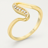 Avera Sheryl 0.07ct CZ 14k Gold Simple Wave Ring — 5 / Pink — view 1