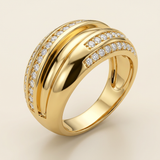 Avera Shayla 0.95ct Cubic Zirconia 14k Contemporary Dome Ring — 5 / Gold — view 2