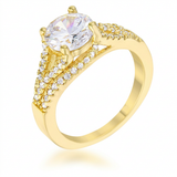 Avera Irine 2.3ct Cubic Zirconia 14k Gold Classic Ring — 5 / Gold — view 1