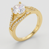 Avera Irine 2.3ct Cubic Zirconia 14k Gold Classic Ring — 5 / Gold — view 2