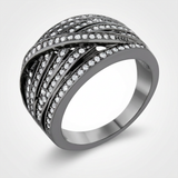 Shirah 0.75ct CZ Hematite Wide Statement Ring — 5 / Grey — view 1