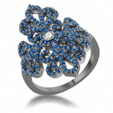 Avera Victoria 1.23ct CZ Hematite Filigree Cocktail Ring — 5 / Dark Blue — view 1