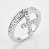 Avera Christine 0.2ct Cubic Zirconia Cross Charm Ring — 5 / Silver — view 1