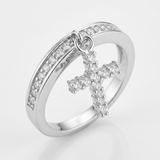 Christine 0.2ct CZ Cross Charm Ring — 5 / Silver — view 1