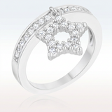 Avera Star 0.25ct Cz Simple Holiday Charm Band Ring — 5 / Silver — view 1