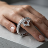 Avera Star 0.25ct Cz Simple Holiday Charm Band Ring — 5 / Silver — view 2