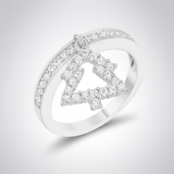 Avera Christmas Tree 0.3ct CZ Holiday Charm Ring — 5 / Silver — view 1
