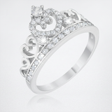Aurora 0.34ct CZ Heart Crown Ring — 5 / Silver — view 1