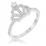 Avera Elina 0.36ct Cubic Zirconia Simple Crown Ring in Silver Tone — 5 / Silver — view 1