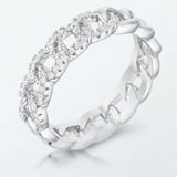 Avera Interlocking Chain Design Ring with Cubic Zirconia — 5 / Silver — view 1