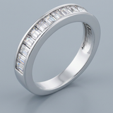 Avera Jewelry Radiant Baguette Cut Cubic Zirconia Wedding Band — 5 / Silver — view 1