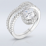 1.75Ct Chevron Wedding Set With CZ — 5 / Silver — view 1