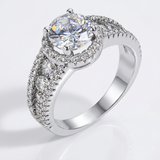 Avera 2.1Ct Plated Solitaire Engagement Halo Ring — 5 / Silver — view 1