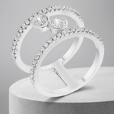 .86Ct Plated Floating Bubbles CZ Ring — 5 / Silver — view 1