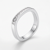Avera .9Ct Channel Set Princess Cut Plated Square Shaped Stackable Band — 5 / Silver — view 1