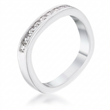 .9Ct Channel Set Princess Cut Plated Square Shaped Stackable Band — 5 / Silver — view 1