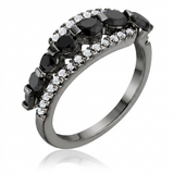 1.06Ct & Hematite Plated Graduated & CZ Half Eternity Ring — 5 / Black — view 1