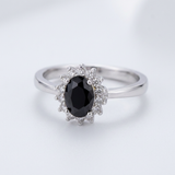 Avera Petite Oval Ring With Black Cubic Zirconia — 5 / Black — view 1