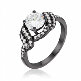 Avera Hematite Round Parallel Pave Twist Ring — 5 / Black — view 1