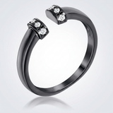 Hematite Petite CZ Open Cuff Ring — 5 / Black — view 1