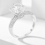 Avera Cz Round Solitaire Quad Micropave Ring In Sterling Silver — 5 / Silver — view 2