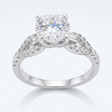 Avera 2.11Ct Round Cut Cubic Zirconia Petite Ribbon Engagement Ring — 5 / Silver — view 1